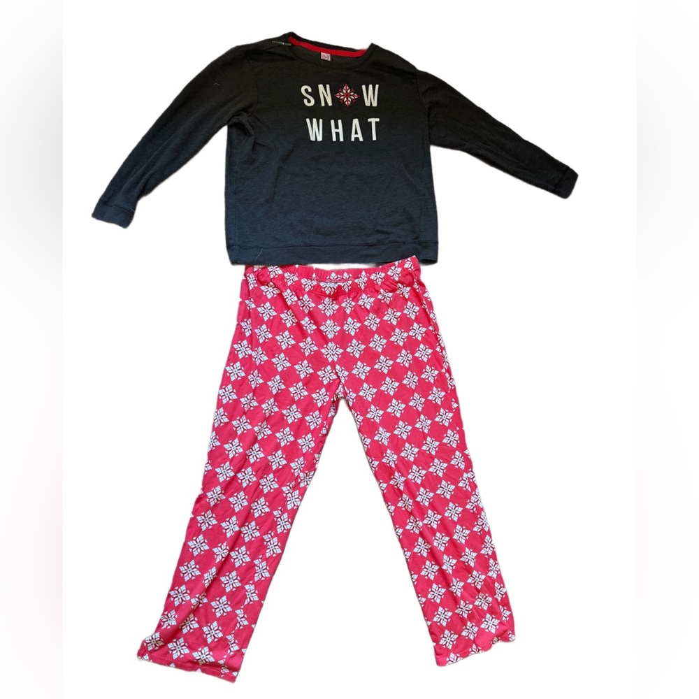 SO Christmas Pajamas Snowflake Cotton Polyester Red Grey Women’s  XXL